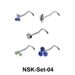5 Silver Nose Stud Sets NSK-SET-04